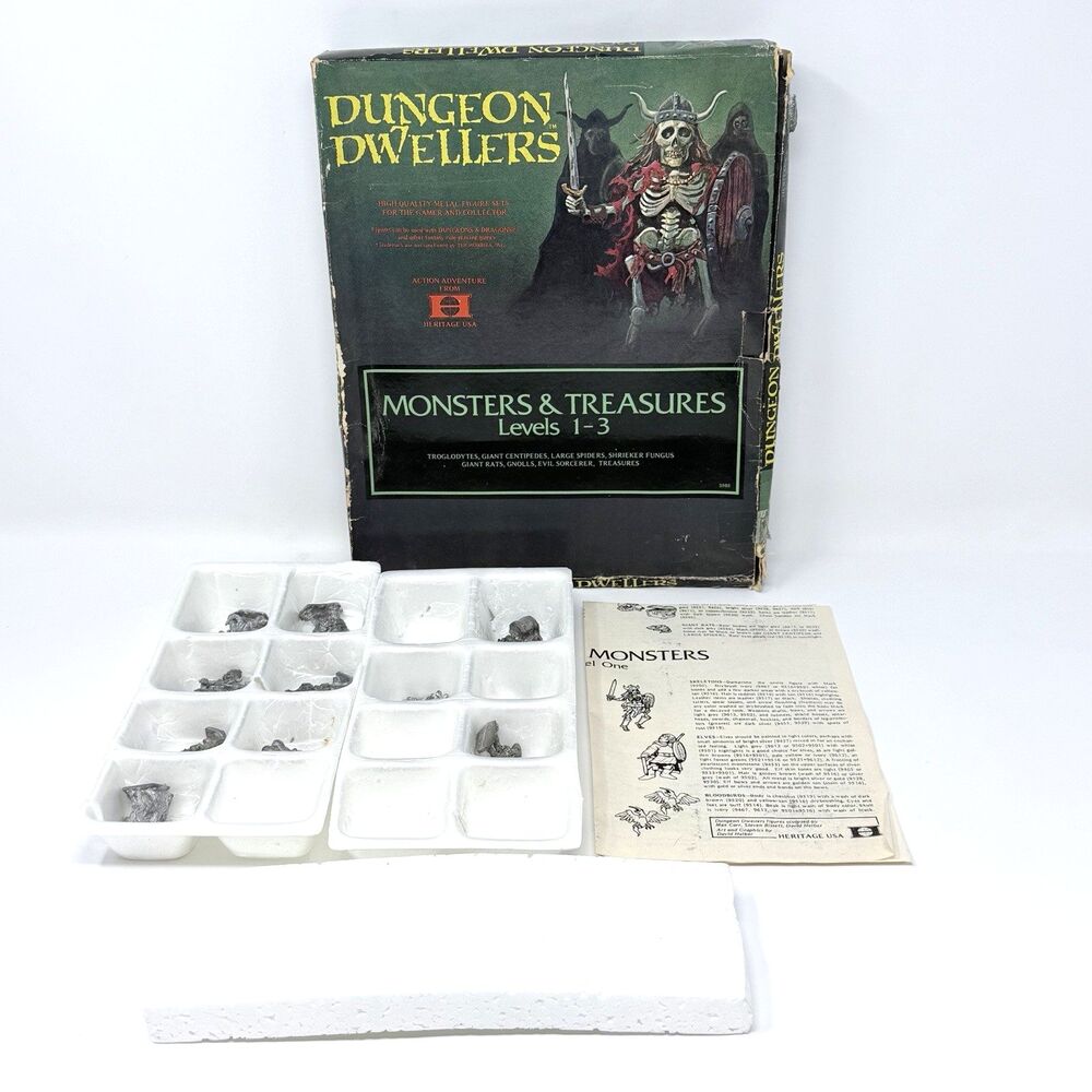 Dungeon Dwellers Monsters & Treasures Heritage 3505 Complete 22 Pieces Unpainted